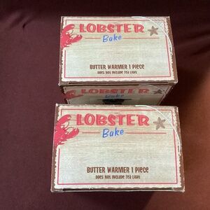 Lobster Bake Butter Warmer Bundle 2 tea lights included New without tag